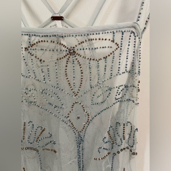 Free People Sheer Blue Embellished Dress Small - Picture 9 of 14